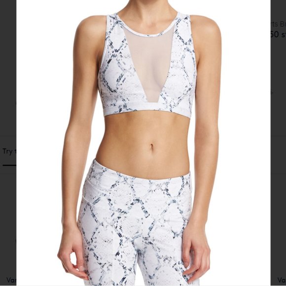 Varley Other - Varley White Terri Python Sport Bralette with Mesh